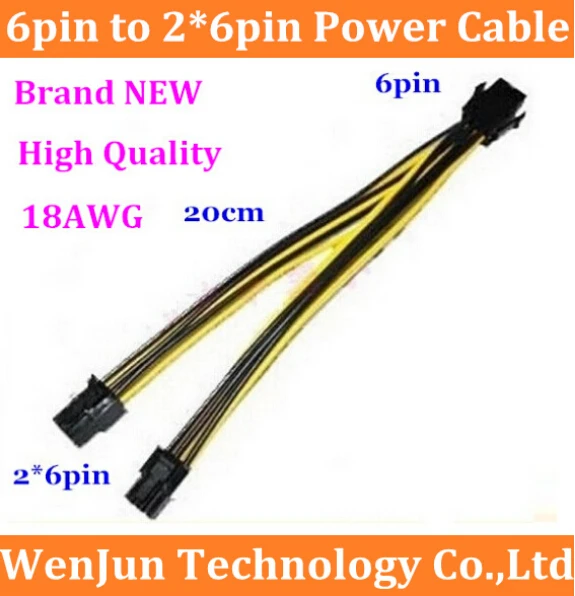 100PCS Free Shipping High Quality yellow 20cm PCI-e 6-pin Male to Dual 6-pin Female Power Y cable PCIe 6pin-2x6pin Splitter
100PCS Free Shipping High Quality yellow 20cm PCI-e 6-pin Male to Dual 6-pin Female Power Y cable PCIe 6pin-2x6pin Splitter