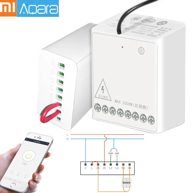 Оригинальный двухполосный модуль управления Xiaomi Mijia Aqara беспроводной релейный