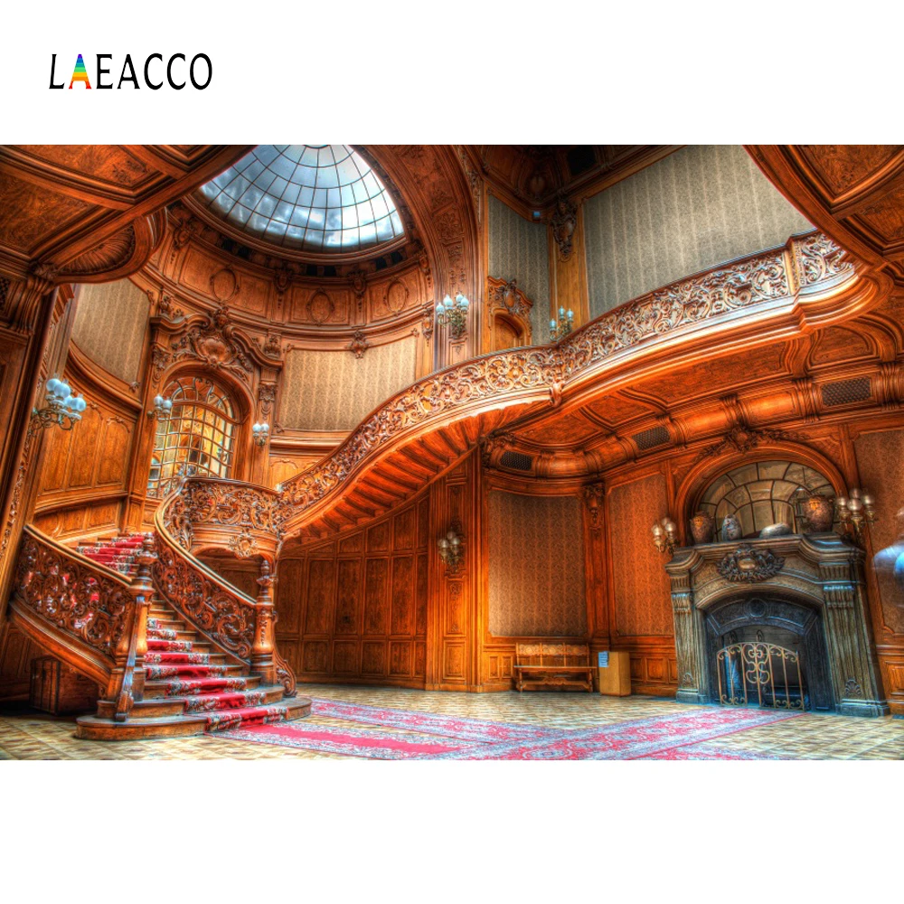 

Laeacco Palace Interior Arch Door Window Stairs Doll Photography Backgrounds Customized Photographic Backdrops For Photo Studio