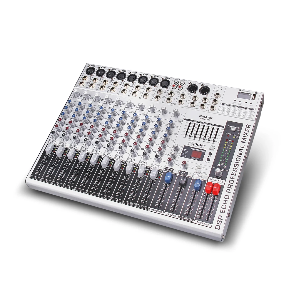 G-MARK GMX1200 Professional Audio Mixer Mixing Console DJ Studio 12 Channels 8 Mono 2 Stereo 7 Brand EQ 16 Effect USB Bluebooth
G-MARK GMX1200 Professional Audio Mixer Mixing Console DJ Studio 12 Channels 8 Mono 2 Stereo 7 Brand EQ 16 Effect USB Bluebooth