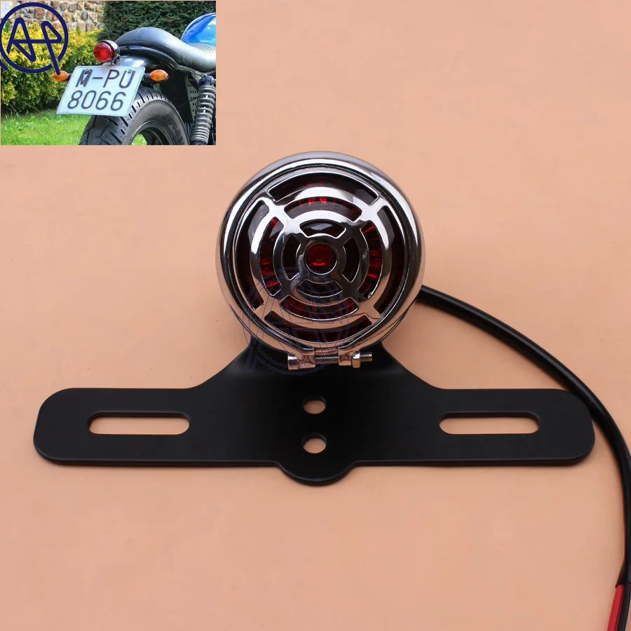 Chrome Lens Round Auto Bullet Integrated High Power Tail Light Brake Light + Black License Plate Mount For Harley Bobber Suzuki
Chrome Lens Round Auto Bullet Integrated High Power Tail Light Brake Light + Black License Plate Mount For Harley Bobber Suzuki