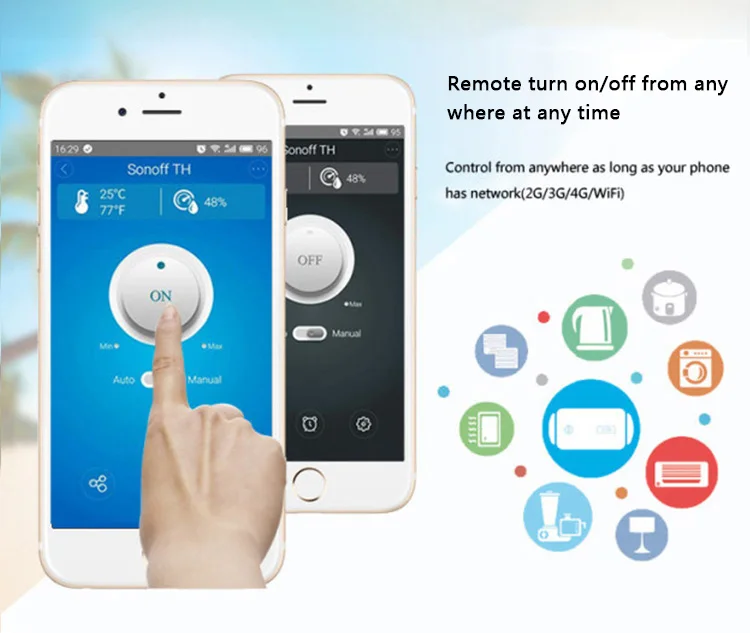 Sonoff TH 10A/16A Temperature And Humidity Monitoring WiFi Smart Switch Controller Sensor with timing function
Sonoff TH 10A/16A Temperature And Humidity Monitoring WiFi Smart Switch Controller Sensor with timing function