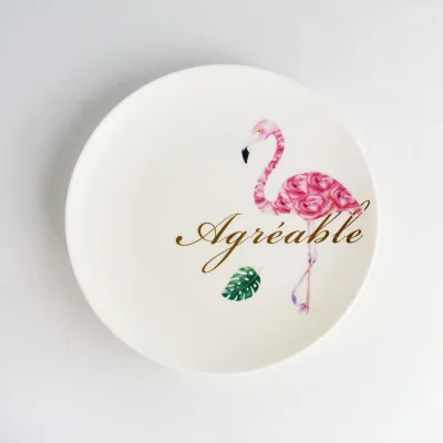 Тарелки и тарелки для дома керамическая тарелка белый диск с рисунком птицы