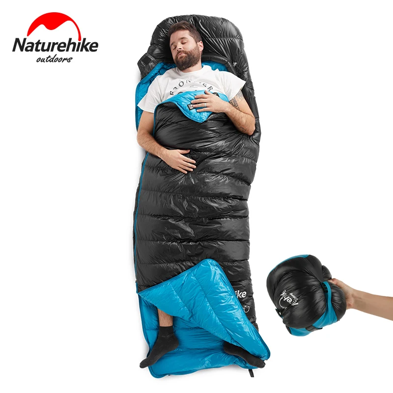 Сверхлегкий зимний теплый спальный мешок NatureHike NH CW400 с гусиным пухом|Спальные