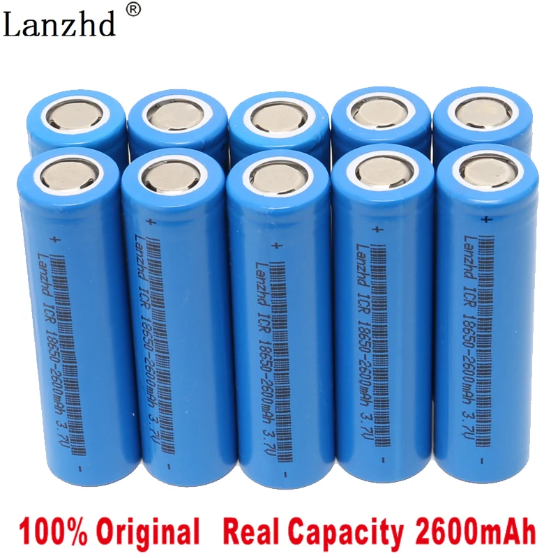 10 шт./лот 18650 Аккумуляторы 100% 2019 Новый Li Ion ICR 26F 3 7 в 2600 мАч литиевая аккумуляторная