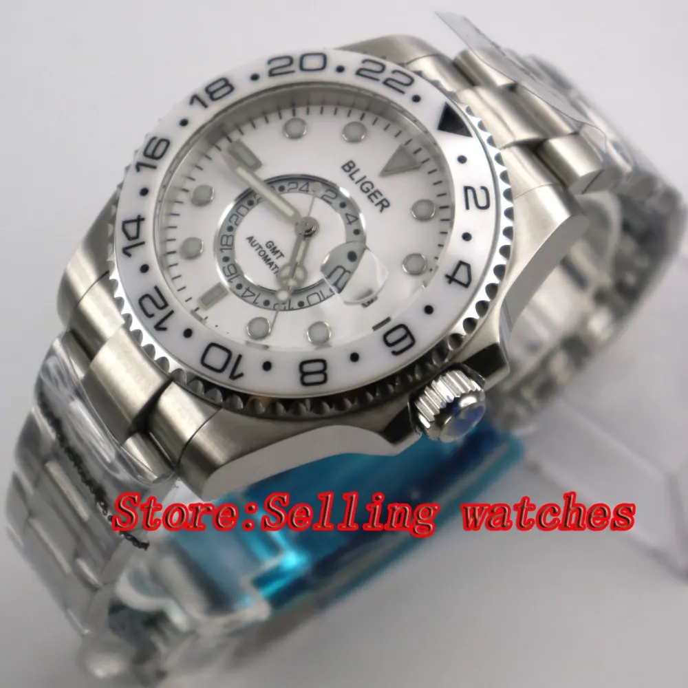43mm Bliger Stainless Steel Case white Dial white Ceramic Bezel Luminous Mechanical Mens Wristwatch
43mm Bliger Stainless Steel Case white Dial white Ceramic Bezel Luminous Mechanical Mens Wristwatch