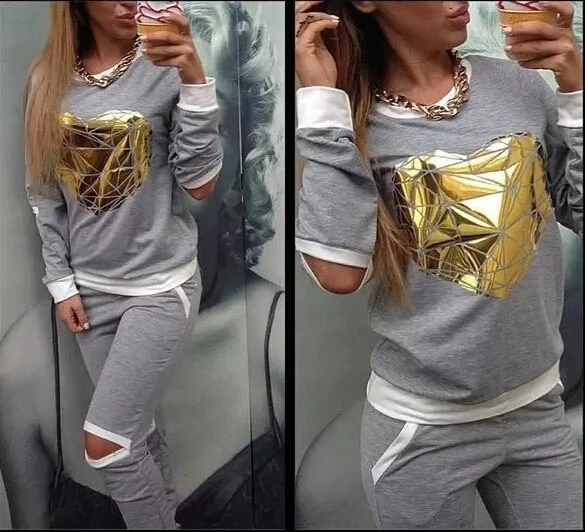 woman's tracksuit brand sweatshirt+pants one set woman's clothing gray sports suit golden heart tracksuits ports costumes GY-011
woman's tracksuit brand sweatshirt+pants one set woman's clothing gray sports suit golden heart tracksuits ports costumes GY-011