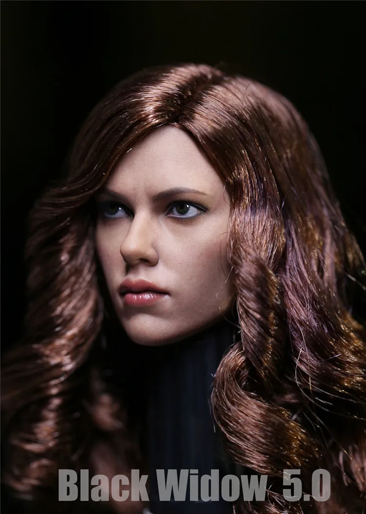 

Custom 1/6 Scarlett Johansson Black Widow Head Sculpt With long brown Long curly Hair Female head Model F 12" suntan Figure body