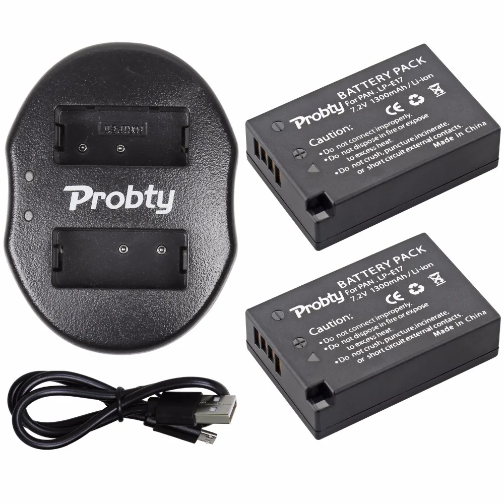 

2Pcs Probty LP-E17 LP E17 Battery + Dual Charger for Canon EOS M3 M5 M6 Rebel T6i T6s T7i 750D 760D 8000D 77D Kiss X8i Camera