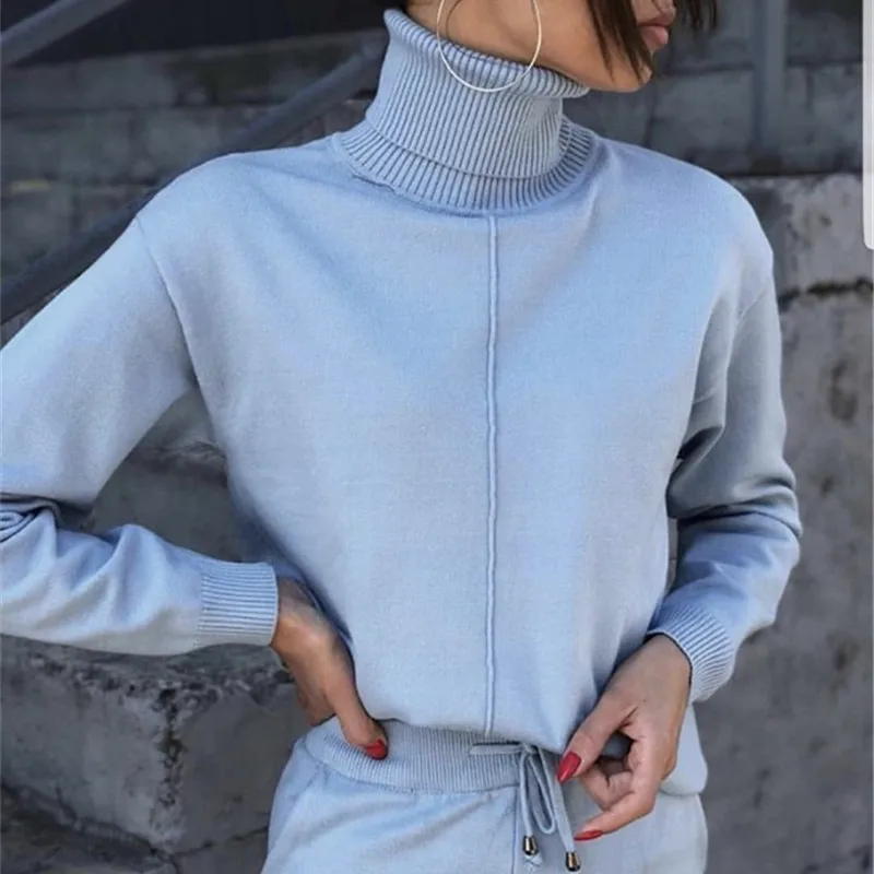 Autumn winter Knitted tracksuit Turtleneck sweatshirts Fashion Women Suit clothing 2 Piece set Knit pant Female Sporting suit
Autumn winter Knitted tracksuit Turtleneck sweatshirts Fashion Women Suit clothing 2 Piece set Knit pant Female Sporting suit