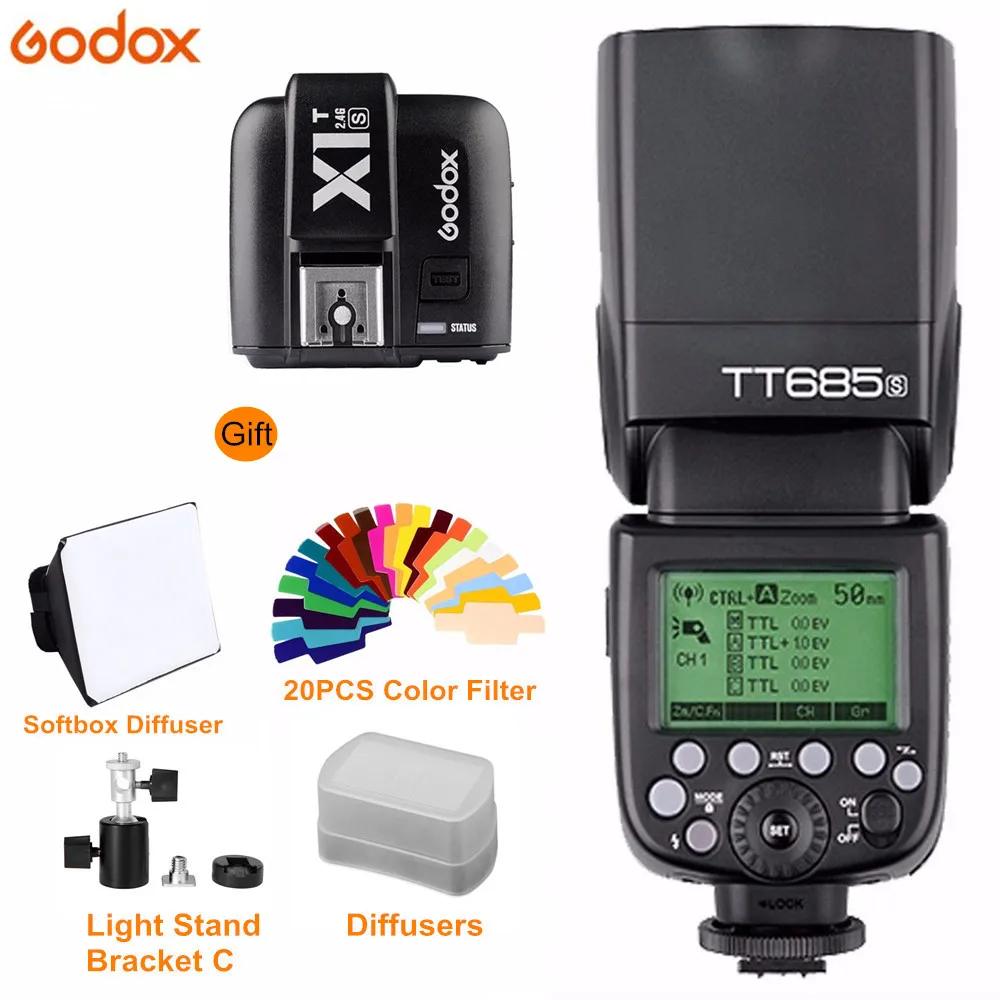 Godox TT685S Speedlite 2.4G TTL Flash Light With X1T-S Wireless Trigger for Sony A7 A7R A7S A7 II A7R Dslr Cameras Speedlight
Godox TT685S Speedlite 2.4G TTL Flash Light With X1T-S Wireless Trigger for Sony A7 A7R A7S A7 II A7R Dslr Cameras Speedlight