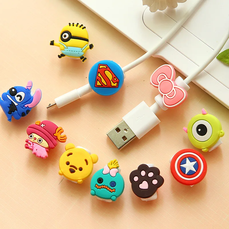Новый cute10 шт/партия мультфильм USB кабель наушники протектор линия saver для Samsung HTC