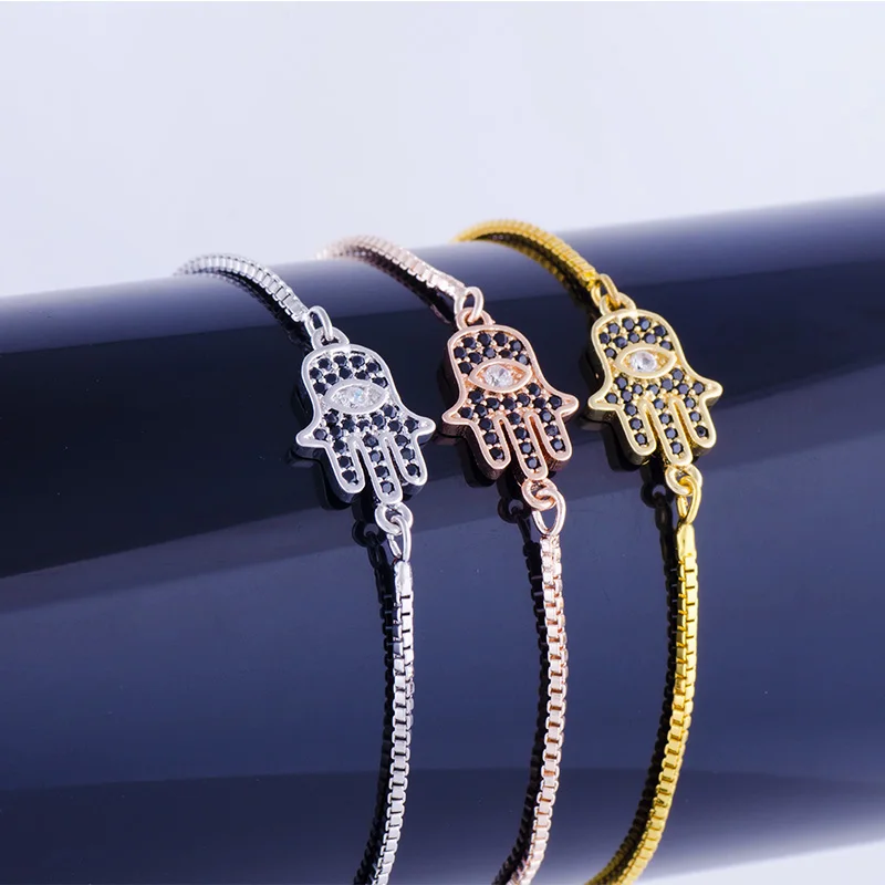 Copper Micro Pave Square Chain Bracelet Cute Black Zircon Crystal Palm Hamsa Charms Bracelet for Women Original Pulseras Mujer
Copper Micro Pave Square Chain Bracelet Cute Black Zircon Crystal Palm Hamsa Charms Bracelet for Women Original Pulseras Mujer
