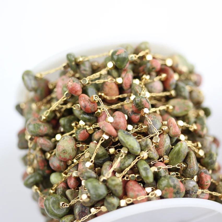 Gun Black/Golden Plated Copper Chains,Unakite Stones Chips Beading Jewelry Necklace,5-8mm
Gun Black/Golden Plated Copper Chains,Unakite Stones Chips Beading Jewelry Necklace,5-8mm