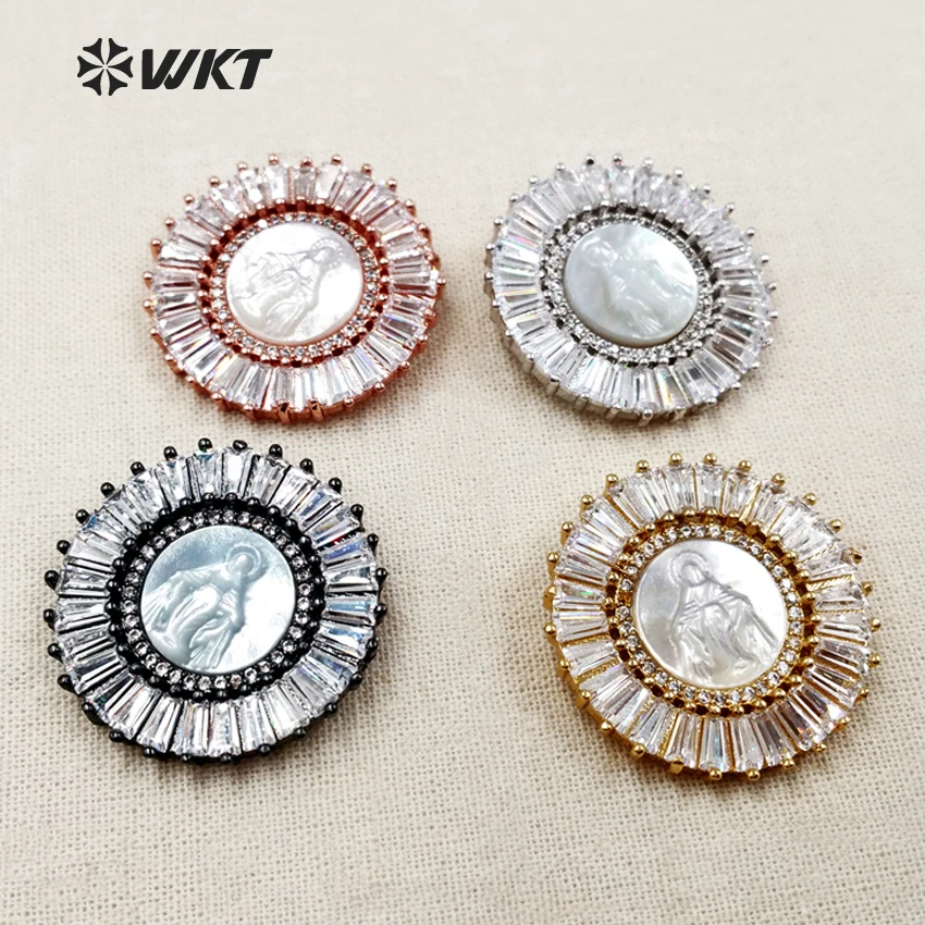 MP094 WKT Pretty Spark CZ Micro Pave Pendants With Round Shape Blessed Virgin Mary White Shell Necklaces Pendants Metal Plated
MP094 WKT Pretty Spark CZ Micro Pave Pendants With Round Shape Blessed Virgin Mary White Shell Necklaces Pendants Metal Plated