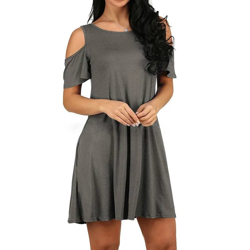 Women's Cold Shoulder Tunic Top Swing T-Shirt Loose Dress With Pockets Off The Shoulder O Neck Short Sleeve Mini Party Dress
Women's Cold Shoulder Tunic Top Swing T-Shirt Loose Dress With Pockets Off The Shoulder O Neck Short Sleeve Mini Party Dress