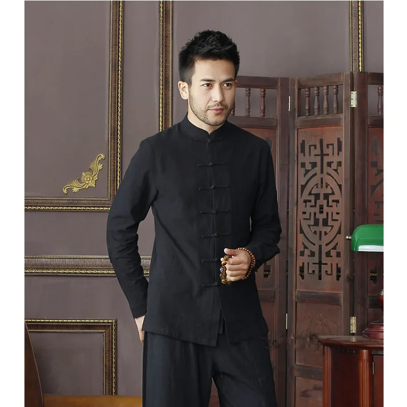 Traditional Tops Men's Cotton Long-Sleeves Shirt Size M to 3XL