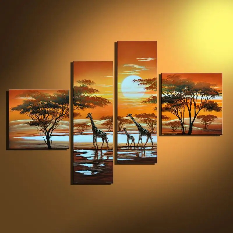 Modern Exquisite Ornament Picture Hand Painted Landscape Oil Painting African Giraffe Life 4 Panel On Canvas Art Household Decor
Modern Exquisite Ornament Picture Hand Painted Landscape Oil Painting African Giraffe Life 4 Panel On Canvas Art Household Decor