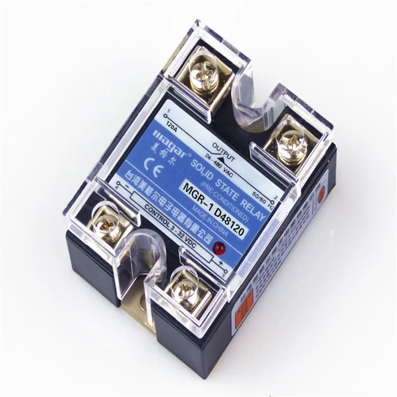 Normally Open Single-Phase Solid State Relay SSR MGR-1 D48120 120A Control DC - AC 24-480V
Normally Open Single-Phase Solid State Relay SSR MGR-1 D48120 120A Control DC - AC 24-480V