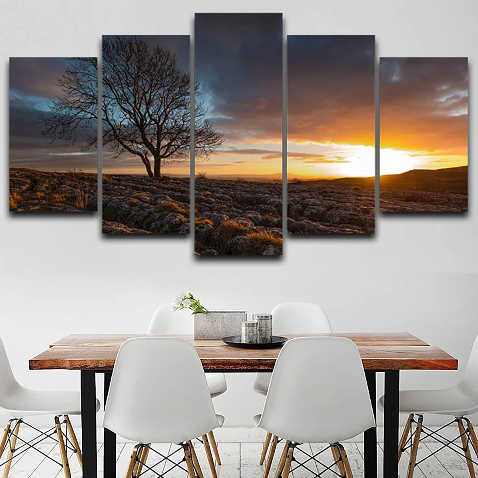 Art Pictures Home Decoration HD Printed Posters Frame 5 Panel Beautiful Sunset Tree Landscape Modern Wall Living Room Painting
Art Pictures Home Decoration HD Printed Posters Frame 5 Panel Beautiful Sunset Tree Landscape Modern Wall Living Room Painting