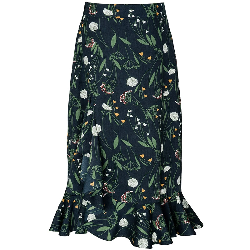 PERHAPS U Trumpet Mermaid Green Ruffle Floral Print Flower Midi Skirt High Street Empire Vintage Retro S0045
PERHAPS U Trumpet Mermaid Green Ruffle Floral Print Flower Midi Skirt High Street Empire Vintage Retro S0045