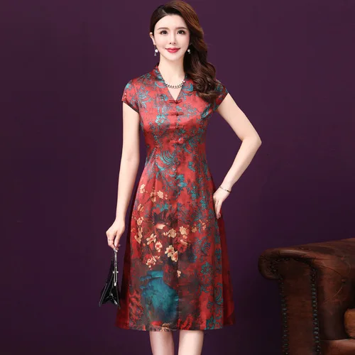 2021 Spring Summer Short Sleeve V-neck Silk Women Dress New Style Big Code Wear Work High End Elegant Temperament Female Dresses
2021 Spring Summer Short Sleeve V-neck Silk Women Dress New Style Big Code Wear Work High End Elegant Temperament Female Dresses