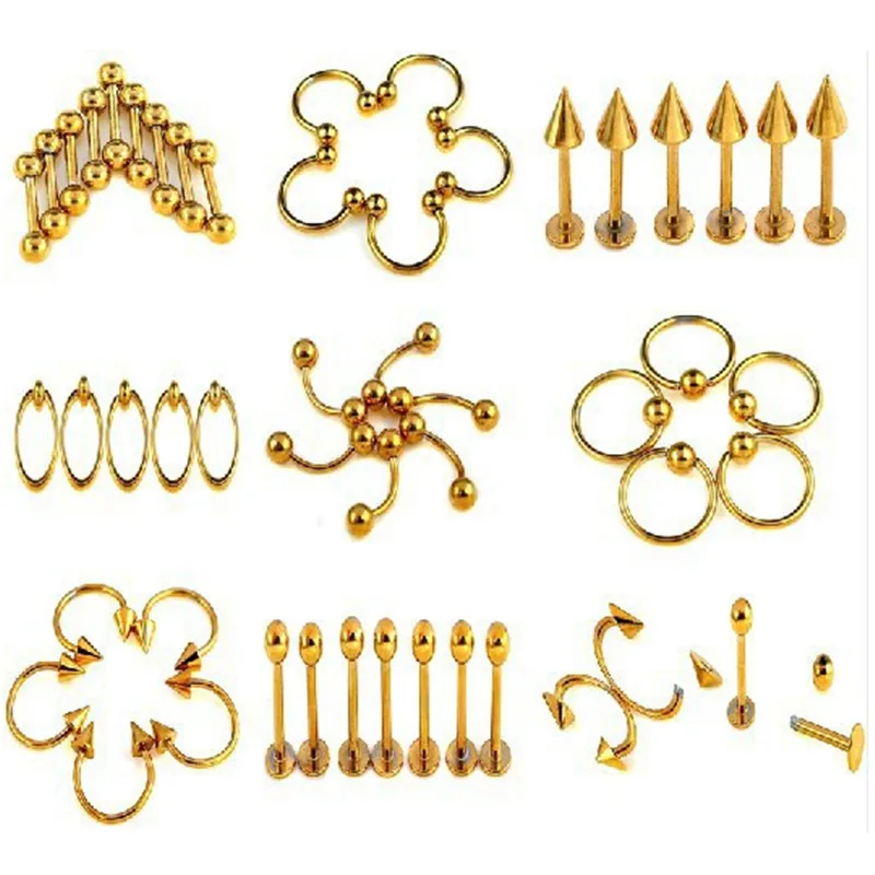 Mix Lot 40Pcs Stainless Steel Eyebrow Piercing Belly Button Rings Naval Ear Nose Rings Lip Tongue Body Jewelry Gold Wholesale
Mix Lot 40Pcs Stainless Steel Eyebrow Piercing Belly Button Rings Naval Ear Nose Rings Lip Tongue Body Jewelry Gold Wholesale