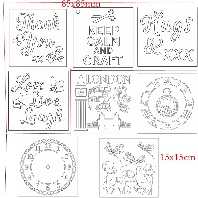 London Words Clock Pattern Plastic Spray Layering Stencils For DIY Scrapbooking Photo Album Decorative Drawing Sheet
London Words Clock Pattern Plastic Spray Layering Stencils For DIY Scrapbooking Photo Album Decorative Drawing Sheet