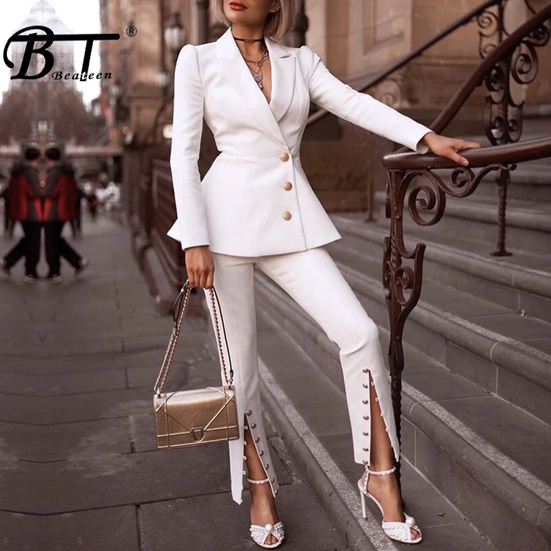 Beateen Women's White Buttons Formal Elegant Blazer Pantsuits 2 Piece Suit Sets 2018 New Fashion
Beateen Women's White Buttons Formal Elegant Blazer Pantsuits 2 Piece Suit Sets 2018 New Fashion