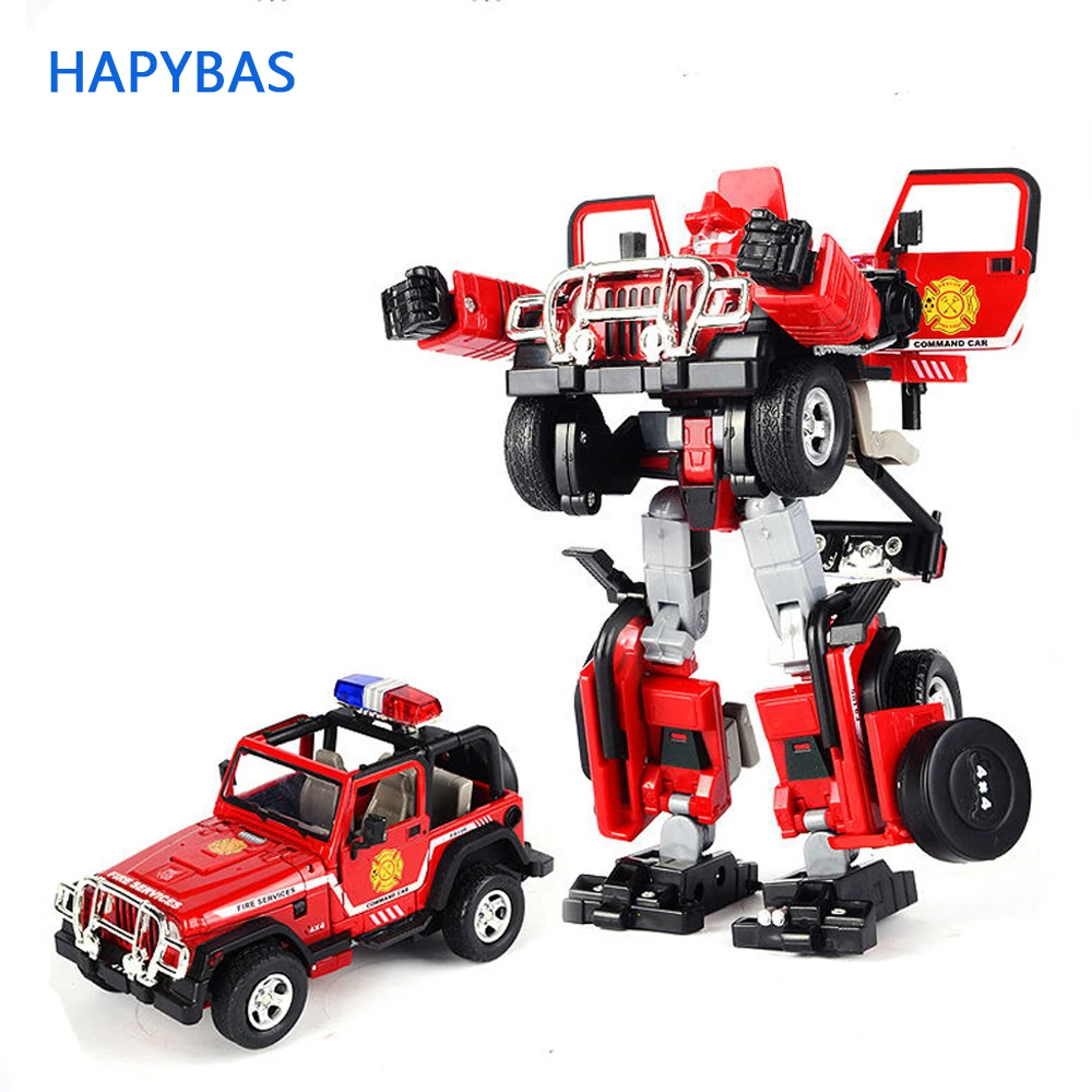 Из натурального металла Robocar command car трансформация сплава Пожарная серия