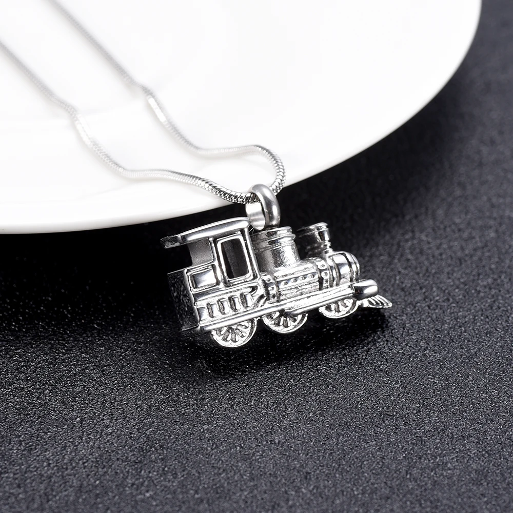 

IJD10001 Stainless Steel Train Cremation Urn Pendant Necklace For Women Men Memory Keepsake Cremation Jewelry Hold Ashes