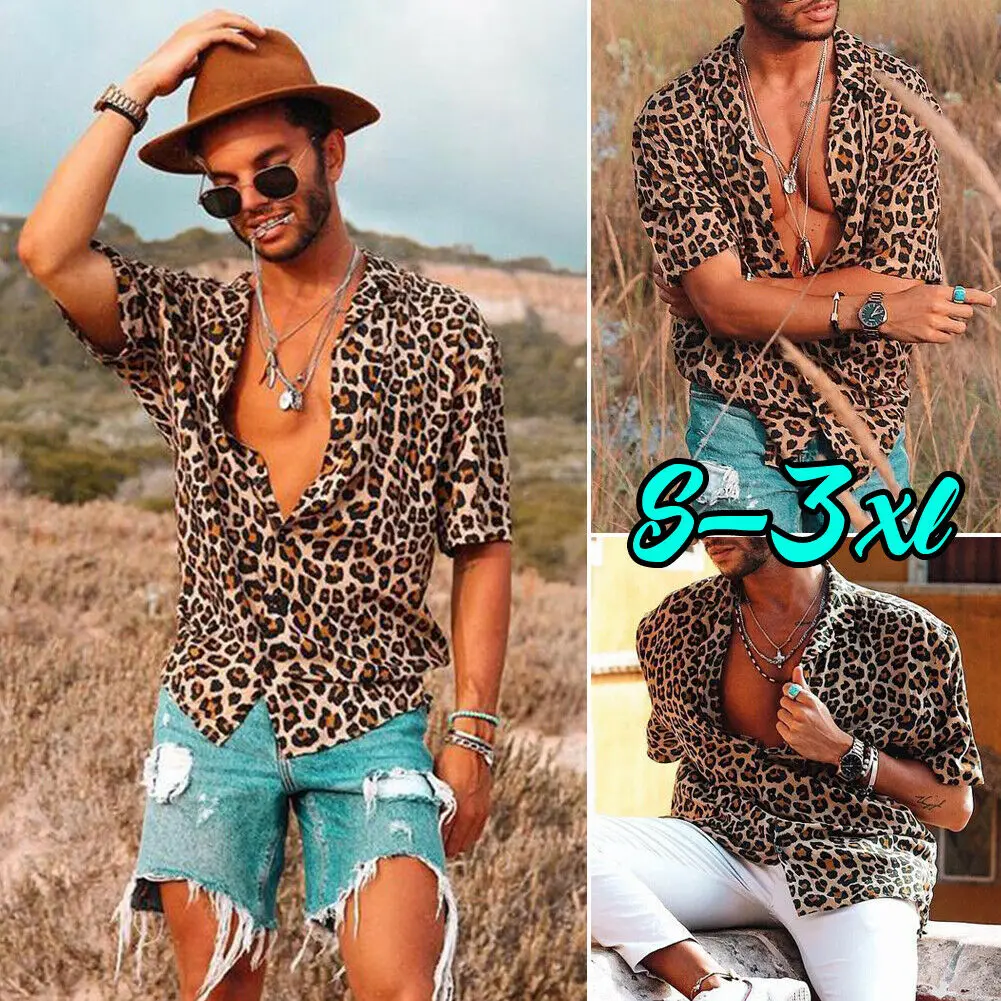 2019 Brand New Men's Leopard Short Sleeve Shirt Summer Cool Loose Casual V-Neck Shirts Tops
2019 Brand New Men's Leopard Short Sleeve Shirt Summer Cool Loose Casual V-Neck Shirts Tops
