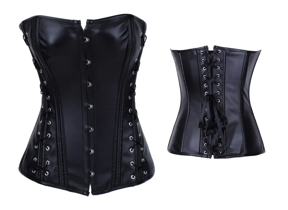 Black Leather Corset 3S9053 Hot Sale Fashion Women Gothic Sexy Corset Lingerie Top