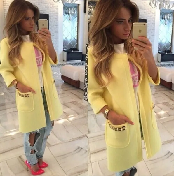 Foreign trade explosion, autumn and winter ladies coat, candy color thickening nine points, sleeve length coat
Foreign trade explosion, autumn and winter ladies coat, candy color thickening nine points, sleeve length coat