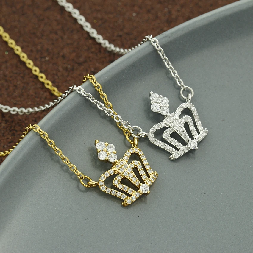 Fine Crown Necklace Stainless Steel CZ Crown Pendant Jewelry For Women Queen Gold Necklace Best Friend Gift BFF
Fine Crown Necklace Stainless Steel CZ Crown Pendant Jewelry For Women Queen Gold Necklace Best Friend Gift BFF