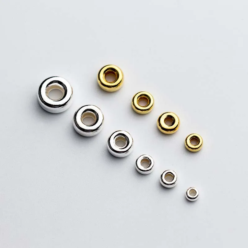 10pcs 925 Sterling Silver Flat Round Spacer Beads 3mm 4mm 5mm 6mm 7mm Handmade Gold Silver Color Charm Beads DIY Jewelry Making
10pcs 925 Sterling Silver Flat Round Spacer Beads 3mm 4mm 5mm 6mm 7mm Handmade Gold Silver Color Charm Beads DIY Jewelry Making