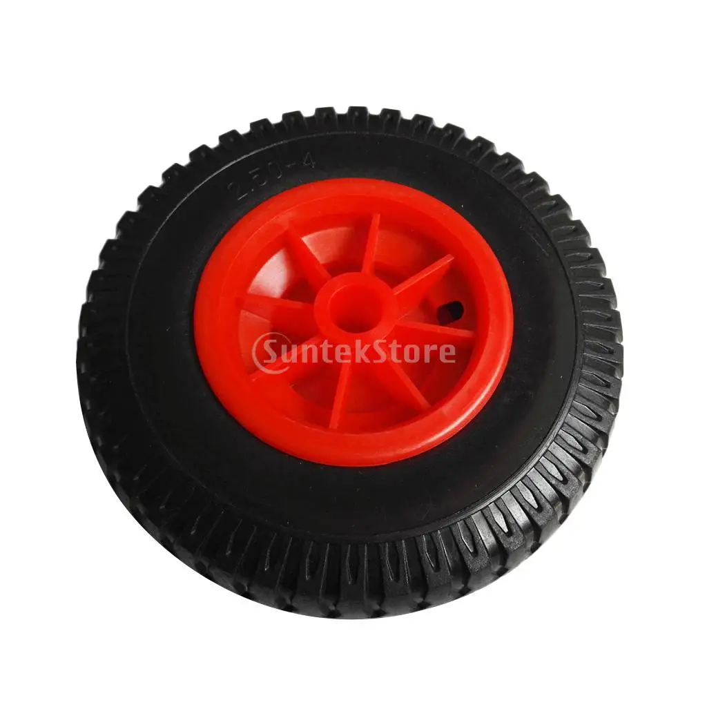 Puncture Proof Rubber Tyres on Red Wheel - Kayak Trolley/Trailer Wheel 19mm/22mm Bore Dia.
Puncture Proof Rubber Tyres on Red Wheel - Kayak Trolley/Trailer Wheel 19mm/22mm Bore Dia.
