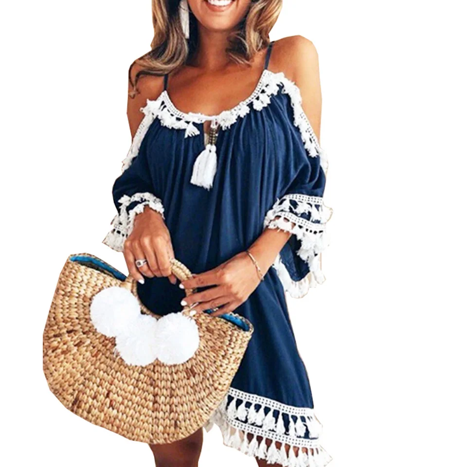 Cold Shoulder Dress Fringe Lace White Crochet Dress Suspender Sukienka Hippie Boho Clothing Casual Sundress Women Robe Ete 2021
Cold Shoulder Dress Fringe Lace White Crochet Dress Suspender Sukienka Hippie Boho Clothing Casual Sundress Women Robe Ete 2021