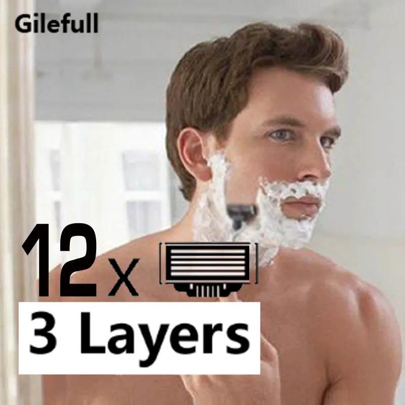 

Высококачественные бритвенные лезвия 12 шт./лот для мужчин, 3-слойные лезвия для бритья, совместимые с машинкой Mache 3