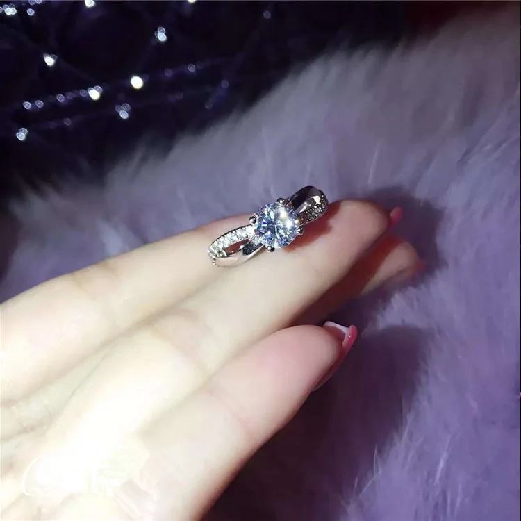 Бренд Дизайн Мода Настоящее 1ct 5A Циркон камнями серебристого цвета 2-в-1 кольцо для