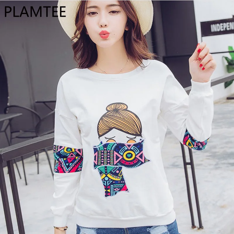 Plamtee Толстовки Femme 2017 Harajuku печати Толстовка Для женщин одежда с длинным рукавом