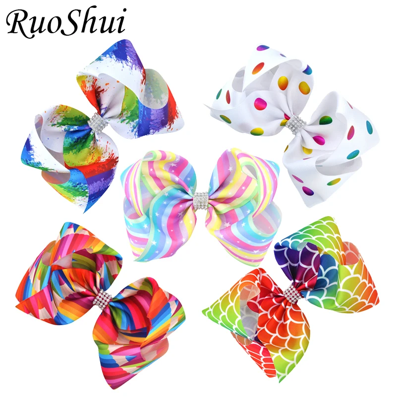 5PCS/LOT 8 Inch Rhinestone Big Bows Hairpin Grosgrain Ribbon Rainbow Alligator Clips Barrettes for Girls Accessories
5PCS/LOT 8 Inch Rhinestone Big Bows Hairpin Grosgrain Ribbon Rainbow Alligator Clips Barrettes for Girls Accessories