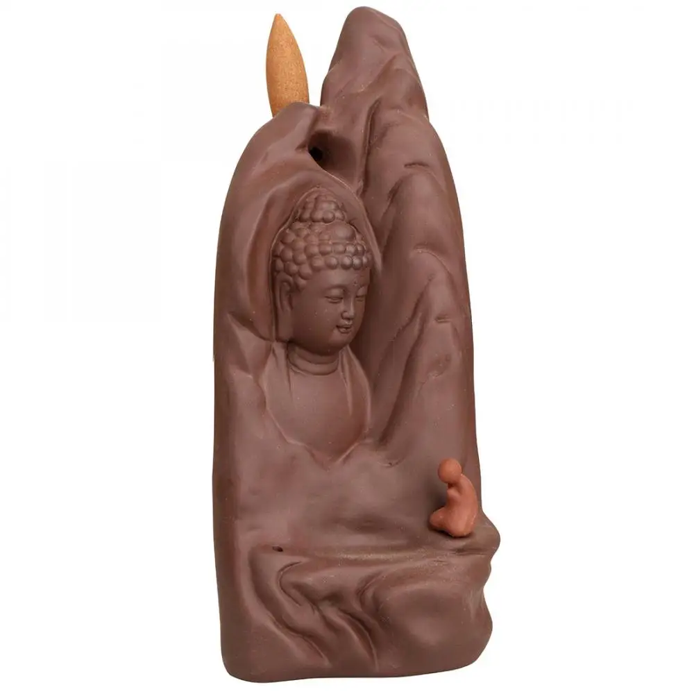 

Статуя Будды из фиолетового песка, керамическая курильница, подставка для ароматерапии в виде водопада