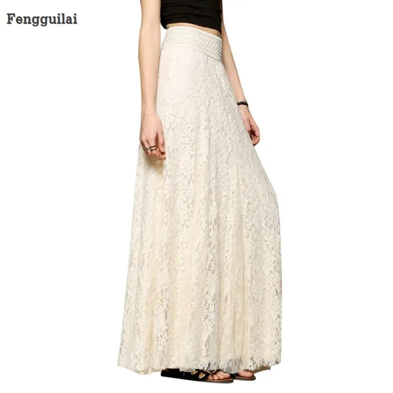 Fashion White Long Skirts Women High Waist Hollow Out Maxi Skirt Femme Falda Casual Ladies Elastic Waist Lace Party Skirts
Fashion White Long Skirts Women High Waist Hollow Out Maxi Skirt Femme Falda Casual Ladies Elastic Waist Lace Party Skirts