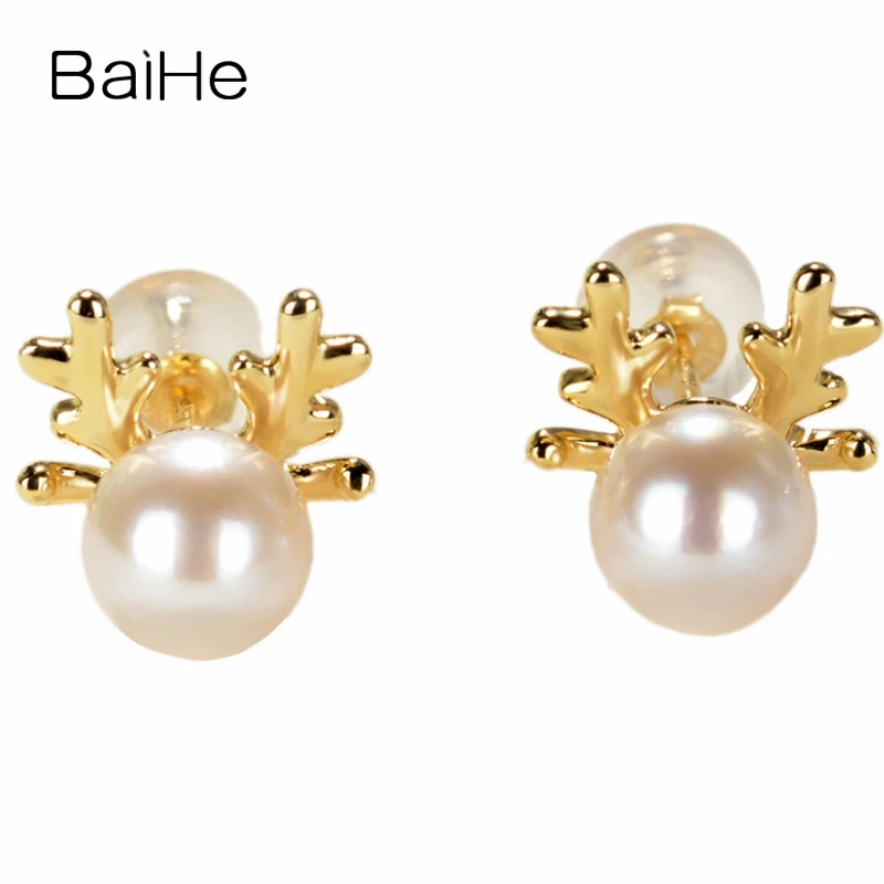BAIHE Genuine Solid 14K Yellow Gold Freshwater Pearl Earrings Lovely Elk Stud Earrings Women Girl Trendy Fine Jewelry Making
BAIHE Genuine Solid 14K Yellow Gold Freshwater Pearl Earrings Lovely Elk Stud Earrings Women Girl Trendy Fine Jewelry Making