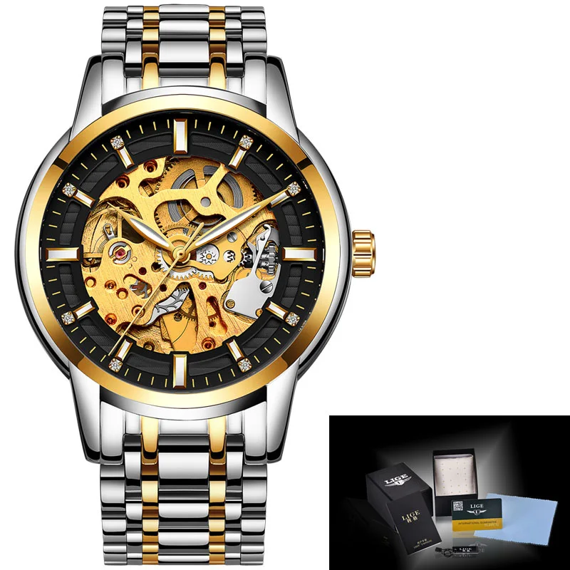 Lige Для мужчин S Часы лучший бренд класса люкс автоматические механические часы