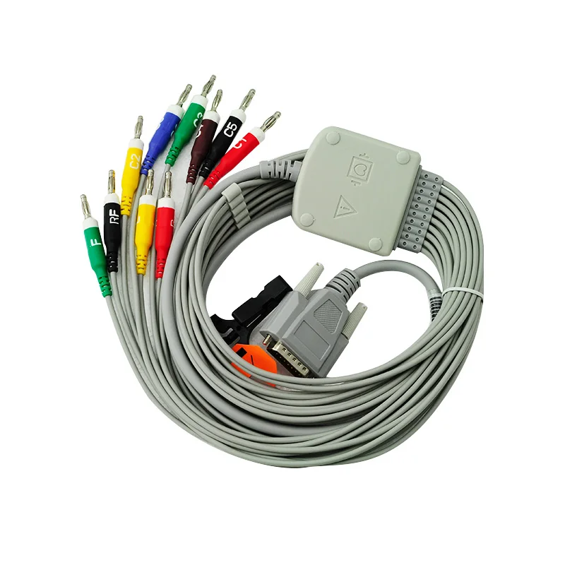 Compatible with EKG Machine the One-piece 10 lead ECG cable and 4.0 Banana leadwires, K113B
Compatible with EKG Machine the One-piece 10 lead ECG cable and 4.0 Banana leadwires, K113B