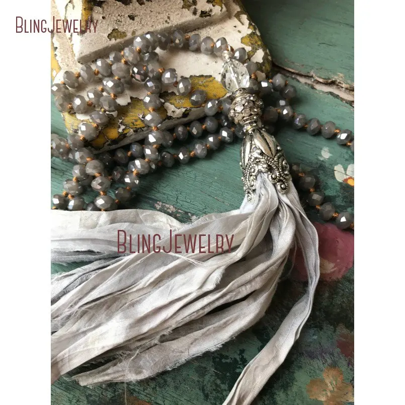 Gray Sari Silk Tassel Necklace Simple Glam Gray Tone Skinny Necklace Fun Accessory Silver Cap Tassel Necklace NM15561
Gray Sari Silk Tassel Necklace Simple Glam Gray Tone Skinny Necklace Fun Accessory Silver Cap Tassel Necklace NM15561