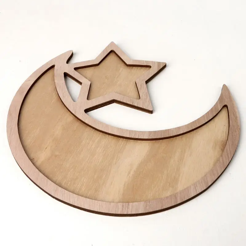 Rustic Wooden Crescent Moon Srar Eid Ramadan Party Food Serving Tableware Dessert Pastry Tray Display Holder Decor Ornament
Rustic Wooden Crescent Moon Srar Eid Ramadan Party Food Serving Tableware Dessert Pastry Tray Display Holder Decor Ornament