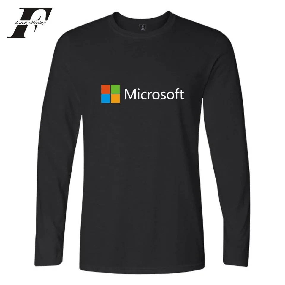 Мужская/Женская хлопковая Футболка IT Google Microsoft Повседневная футболка с длинным